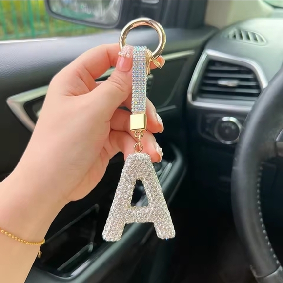 Anthropologie Accessories - Silver Crystal Initial Keychain